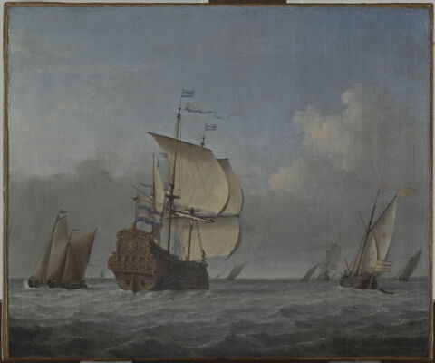 Marine avec vaisseau amiral sous légère brise