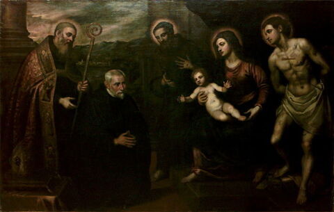 Vierge à l'Enfant avec saint François d'Assise, saint Sébastien et un moine présenté par un saint évêque (saint Augustin ?), image 3/3