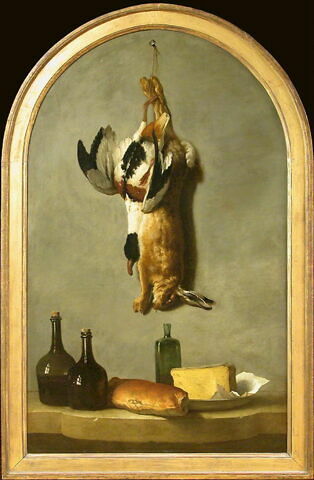 Nature morte (lièvre, canard, bouteilles, pain et fromage), image 2/3