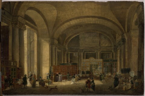 Les marchands d'estampes sous le guichet de la colonnade