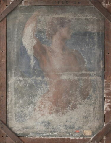 L'Hiver (au revers : étude de torse d'homme nu levant le bras droit, sur fond bleu), image 2/2