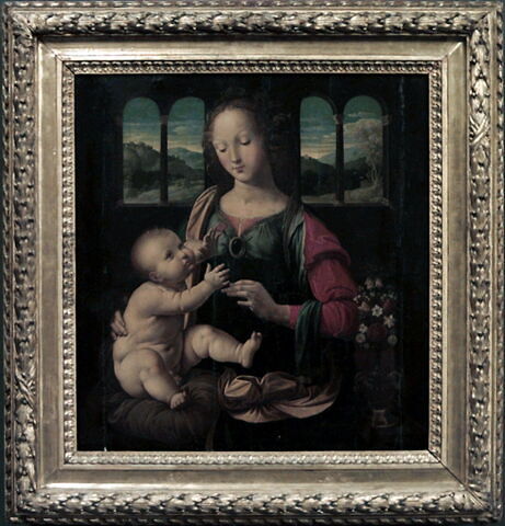 La Vierge et l'Enfant à l'oeillet (d'après Léonard de Vinci) avec, au fond, le motif de la citadelle de Dieu., image 5/5