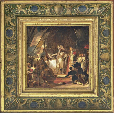 François Ier armé chevalier par Bayard. Esquisse de plafond.