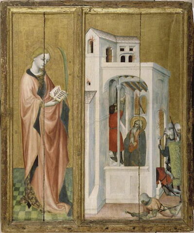 Retable de Thouzon: saint André fait éteindre un incendie par son disciple, image 5/5