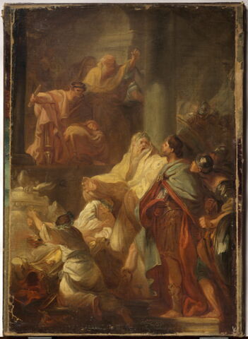 Saint Victor renversant les idoles.