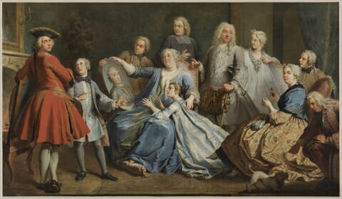 Madame Mercier entourée de sa famille.