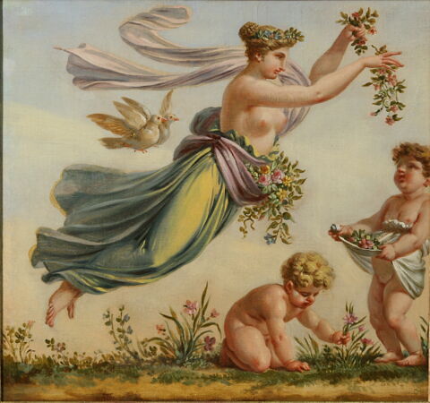 Le Printemps (salon des saisons) allégorie volante, 2 colombes, 2 amours, image 3/3