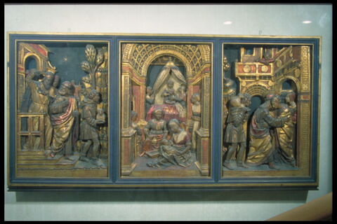 Scènes de la vie de sainte Anne : Joachim chasse du Temple ; La Naissance de la Vierge ; La rencontre d'Anne et de Joachim à la Porte dorée, image 5/8