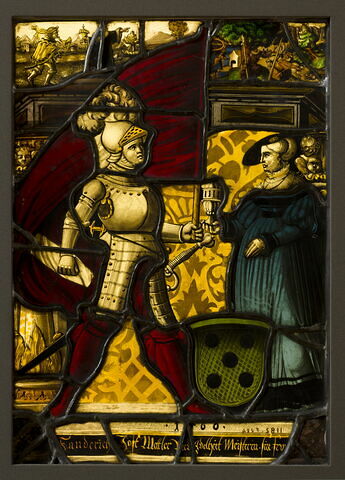 Panneau rectangulaire aux armes de Jost Mettler et d'Adelheid Meister