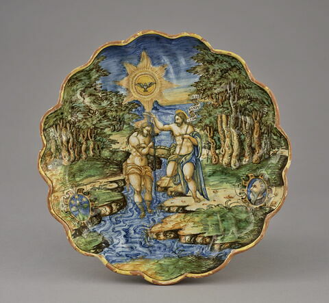 Coupe ronde  godronnée : Le Baptême du Christ