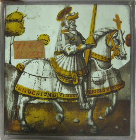 Vitrail : Cavalier chevauchant vers la droite, Constantin (?)