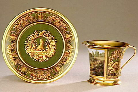 Soucoupe du déjeuner des Cinq Sens, de la tasse 