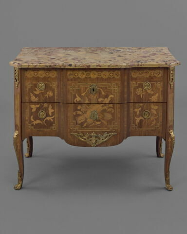 Commode de marqueterie à deux tiroirs