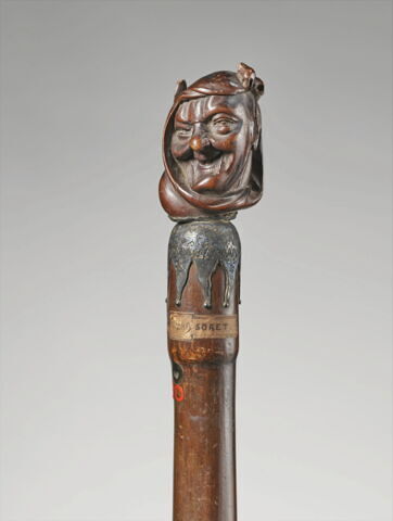 Canne surmontée d'une tête de marotte