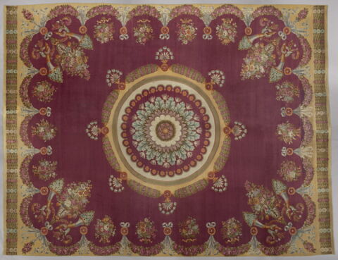 Tapis velours rectangulaire à rosace centrale