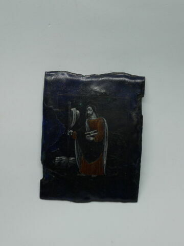 Plaque rectangulaire en émail peint polychrome : saint Jacques, image 2/5