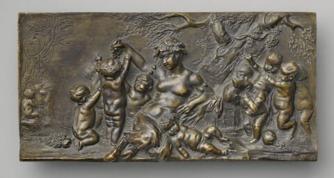 Bas-relief : bacchanale, faunesse et enfants