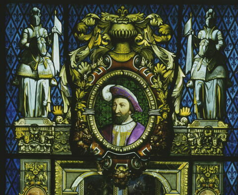 Vitrail illustrant le règne de François Ier