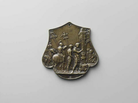 Plaque de pommeau d'épée : Mucius Scaevola
