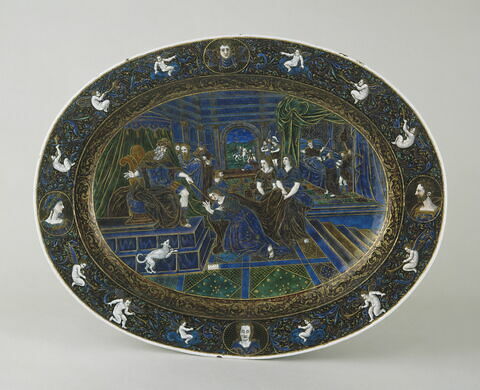 Plat ovale : Esther devant Assuérus, image 4/5