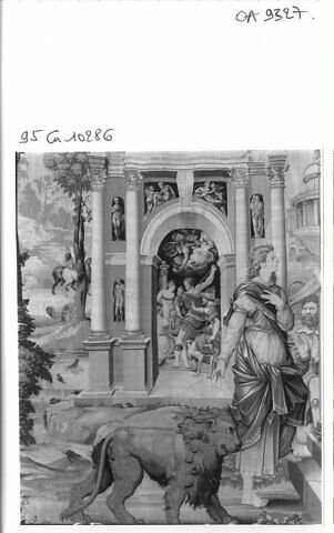 Saint Mammès venant se livrer au tribunal du gouverneur de la Cappadoce, de la tenture de l'histoire de saint Mammès, image 8/10