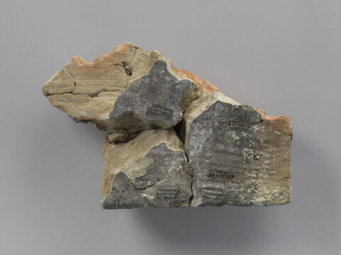 Relief représentant un fleuve couché, main retenant une draperie sur un torse masculin nu, image 2/3