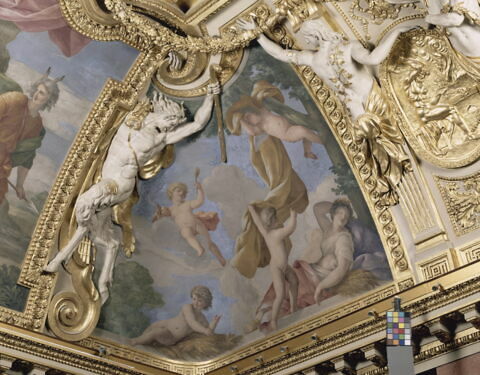 Plafond : Salle des Saisons -L'Eté, au dessus de la corniche, angle-ouest., image 7/8