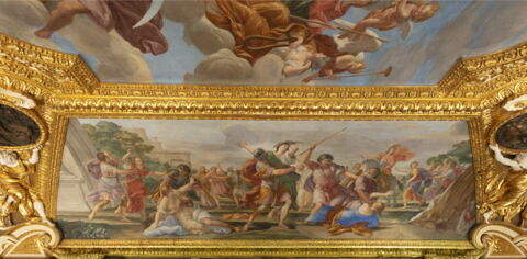 Plafond : Salle de Septime Sévère - L'enlèvement des Sabines, au dessus de la corniche, côté ouest,, image 2/23