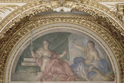 Plafond : Salle des Antonins - La Justice et l'Abondance, au dessus de la corniche, côté est au centre, image 6/6