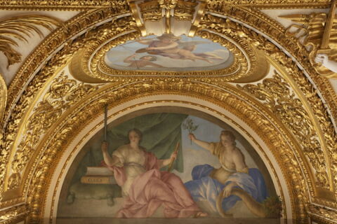 Plafond : Salle des Antonins - La Justice et l'Abondance, au dessus de la corniche, côté est au centre, image 3/6