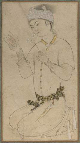 Jeune homme tenant un livre et un brin de narcisse, image 6/12