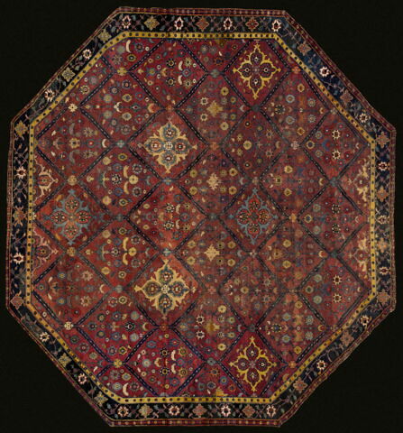 Tapis octogonal à décor de treillis floral