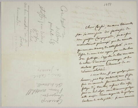 Lettre autographe signée Pierre-Antoine Berryer destinée à Eugène Delacroix, 16 mars 1858, image 2/2