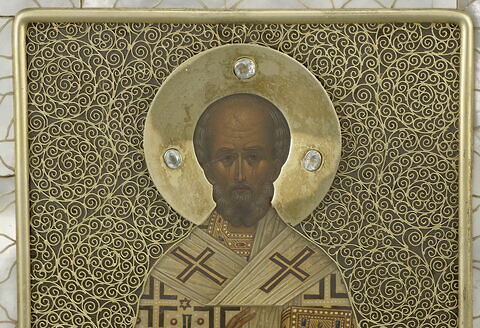 Icône en triptyque représentant saint Nicolas, sainte Alexandra et saint Alexis, image 4/9