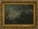 Marine. Bord de mer avec ruines et voiles de navire, image 1/5