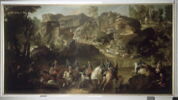 Chasse de Louis XV dans la forêt de Fontainebleau, à Franchard ; Cerf aux abois dans les rochers de Franchard, image 11/15