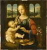 La Vierge et l'Enfant à l'oeillet (d'après Léonard de Vinci) avec, au fond, le motif de la citadelle de Dieu., image 1/5