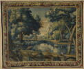 Verdure avec un étang au milieu des arbres, image 1/2