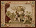Tapisserie Vase, fleurs, fruits, orfèvrerie (dans un encadrement)., image 1/2