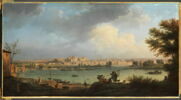 Vue d'Avignon, depuis la rive droite du Rhône, près de Villeneuve., image 1/3