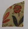Fragment fond blanc pointillé noir, fleurs rouges et bleues à feuilles, image 1/5